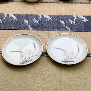 直径12.7 香兰社金兰花小盘杯垫一对 微牛毛痕 高品 超级福利