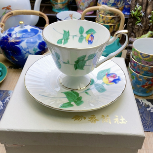 新款!高品!福利出!香兰社七彩玫瑰高足咖啡杯 带盒 特价