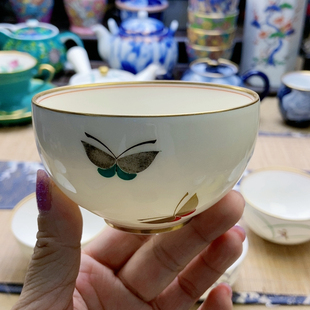 香兰社金银蝴蝶茶碗 福利出 微微氧化 高品 大漏