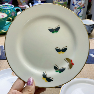 直径16.8 香兰社蝴蝶甜品盘壶承 微牛毛痕 高品 超级福利
