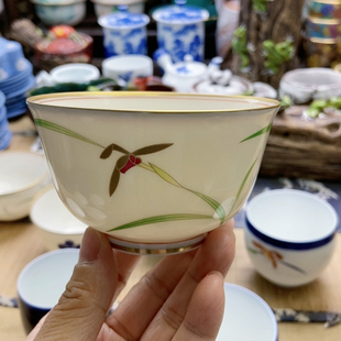 香兰社金兰花茶碗 大漏