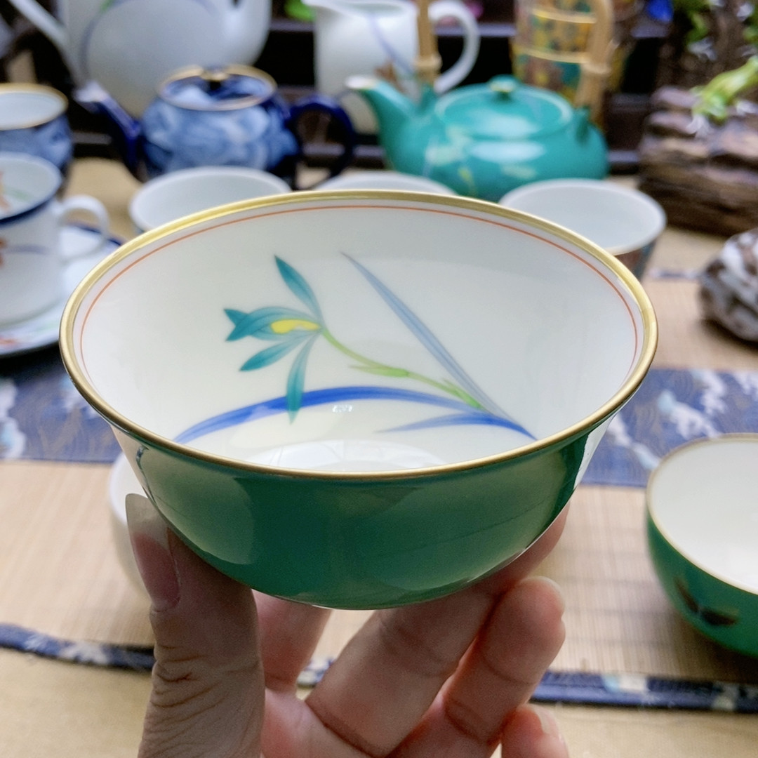 大漏！稀有款！香兰社绿釉兰花茶碗 特价,餐饮具,茶杯,淘宝优惠券,粉丝福利购,淘宝优惠卷