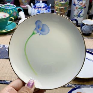 直径15.2孤品 香兰社马蹄莲甜品盘 超级福利 高品