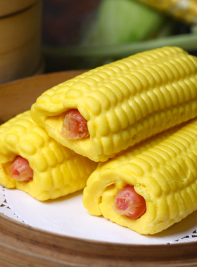 丁三记广式肠仔包子早餐店冷冻包手工儿童馒头热狗玉米卷6个包装