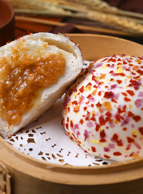 丁三记七彩燕麦包子流沙包儿童燕麦营养早餐蒸包冷冻食品6个包装