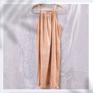 植物染国风吊带宽松舒适纯棉印花连衣裙外套get露思同款 柔粉色