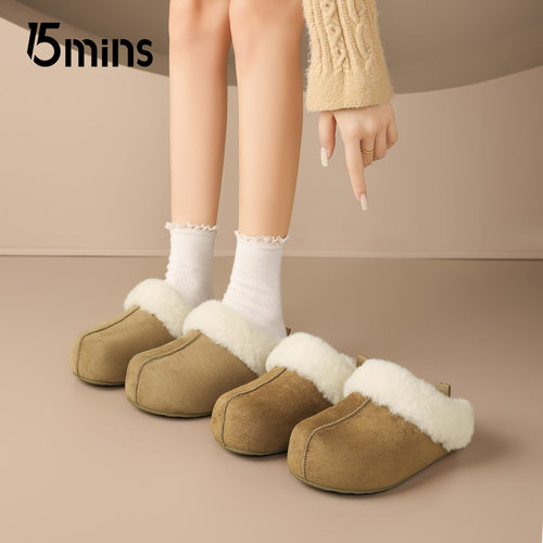 15mins毛绒勃肯鞋女2025冬