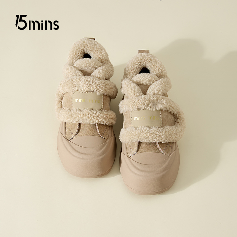 15mins一脚蹬毛毛鞋加绒厚底