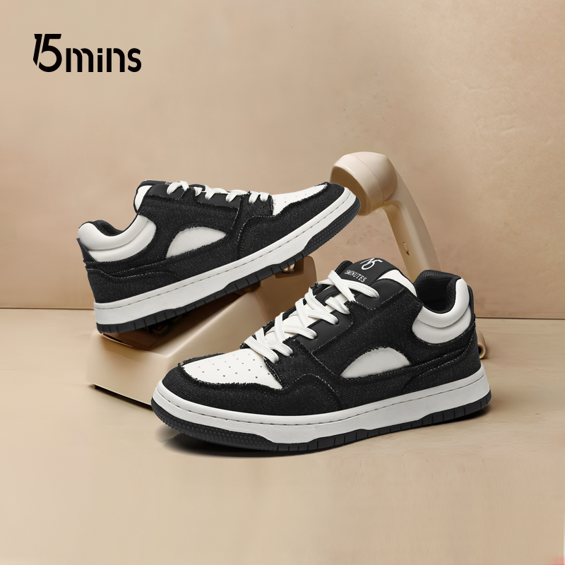 15mins男鞋春季新款男士厚底防滑耐磨潮款运动休闲板鞋轻便低帮鞋