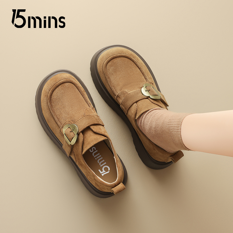 15mins厚底勃肯鞋女2025新款秋季