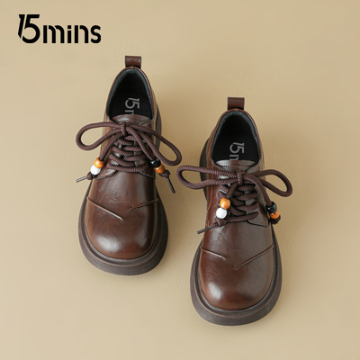 15mins棕色复古休闲百搭乐福鞋女