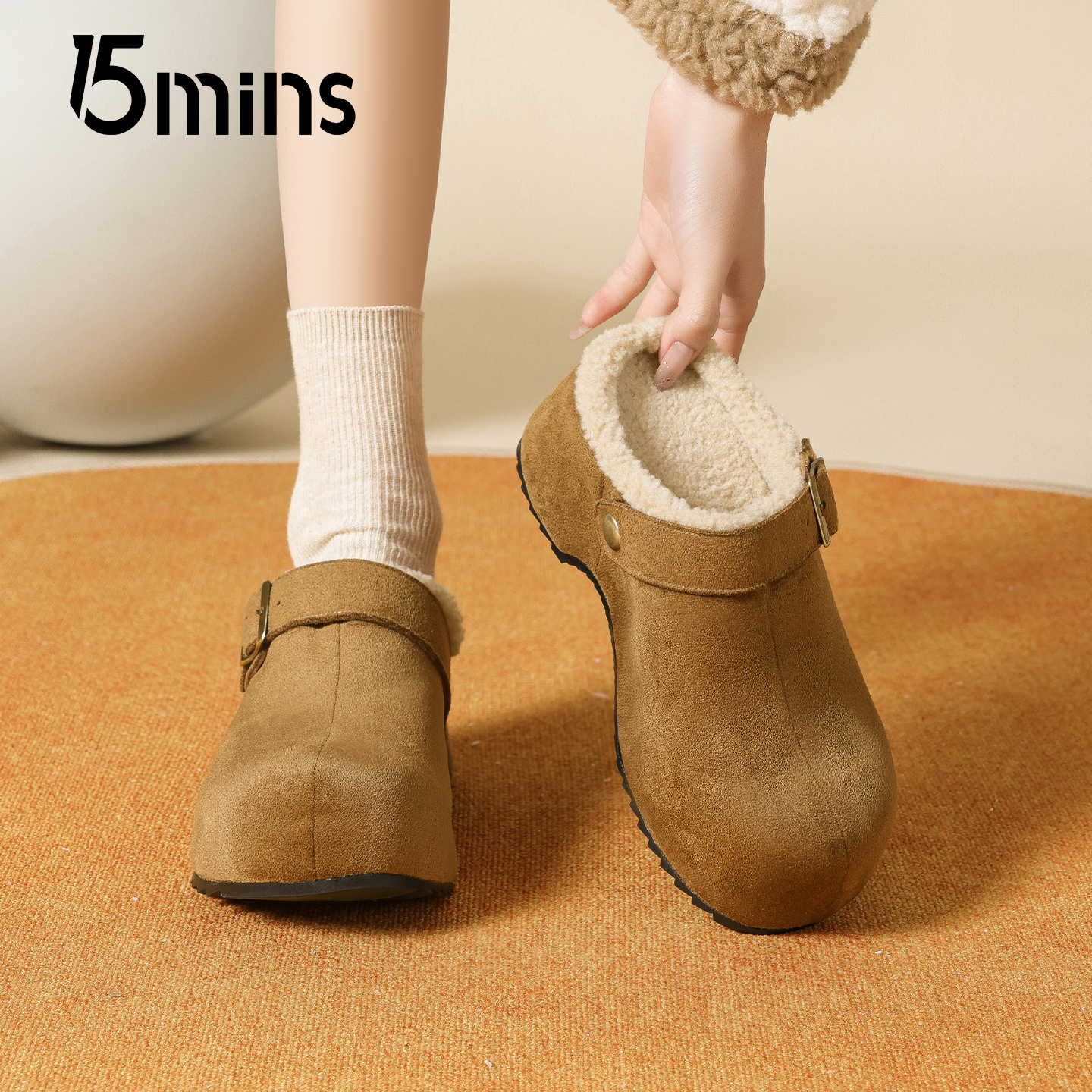 15mins厚底增高勃肯鞋女2025冬