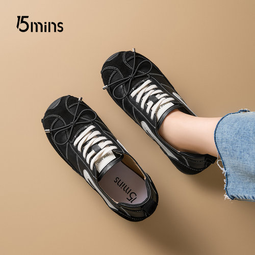 15mins软底舒适黑色德训鞋女板鞋