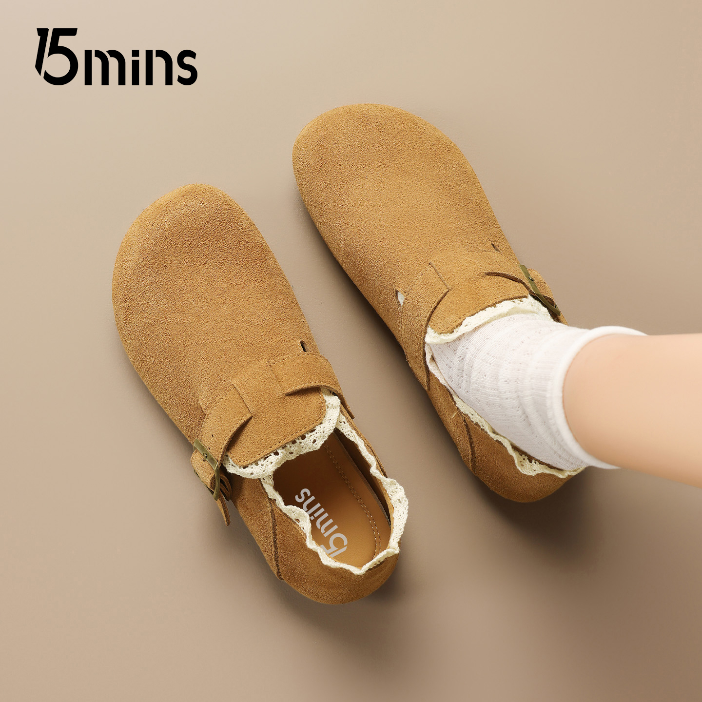 15mins时尚舒适勃肯鞋女2025秋