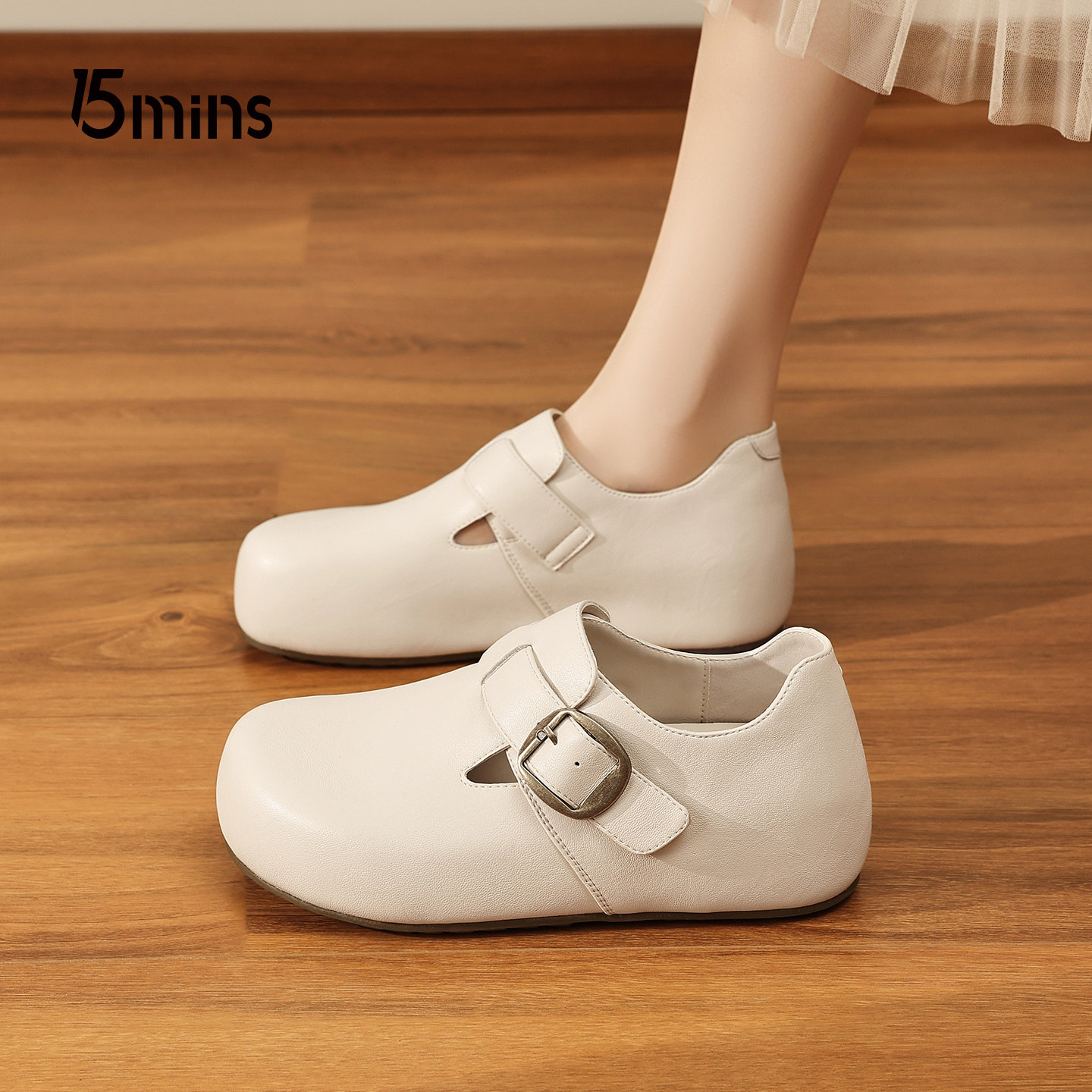 15mins魔术贴勃肯鞋女2026新款春季内增高深口单鞋皮带扣小皮鞋子,女鞋,勃肯鞋/软木鞋,淘宝优惠券,粉丝福利购,淘宝优惠卷