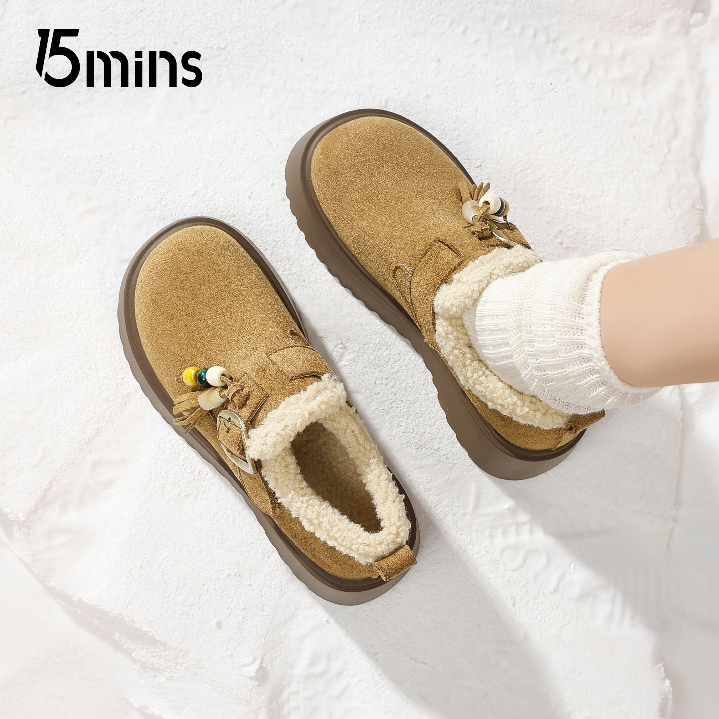 15mins加绒勃肯鞋女2025冬季新款