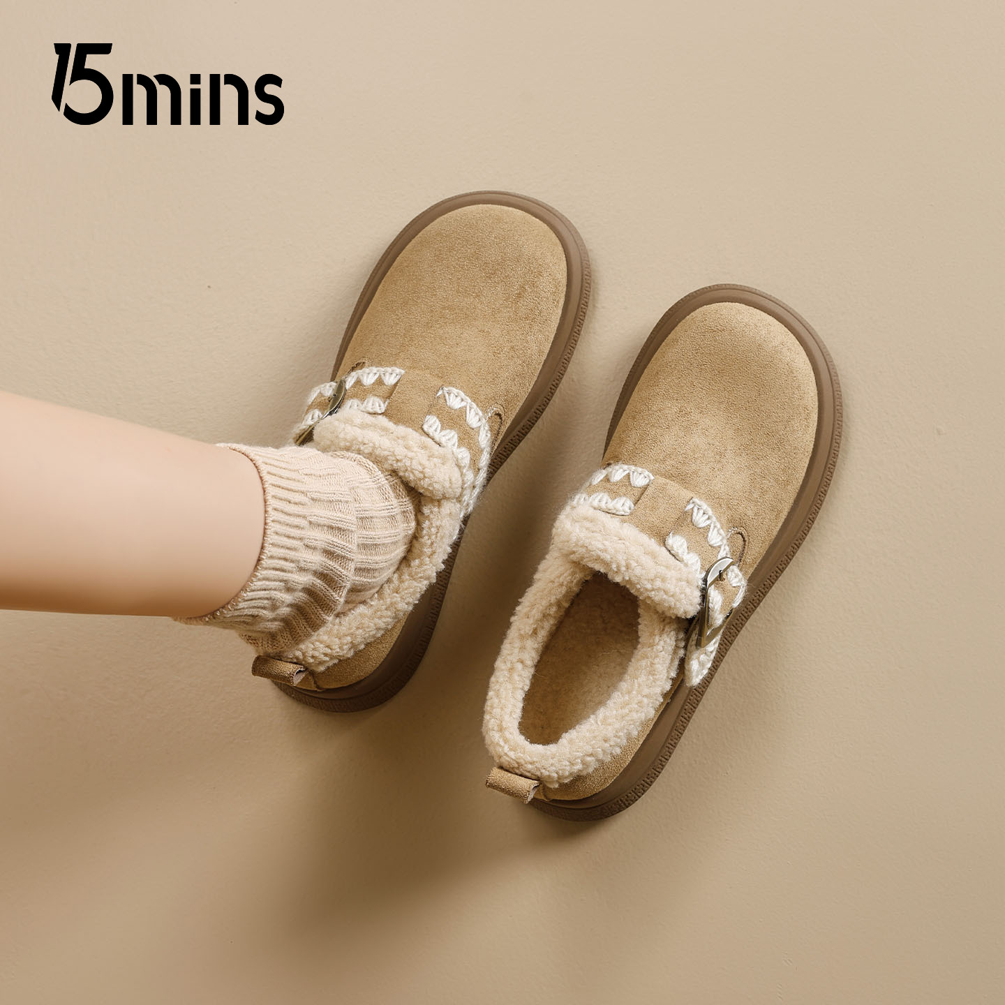 15mins时尚复古加绒勃肯鞋