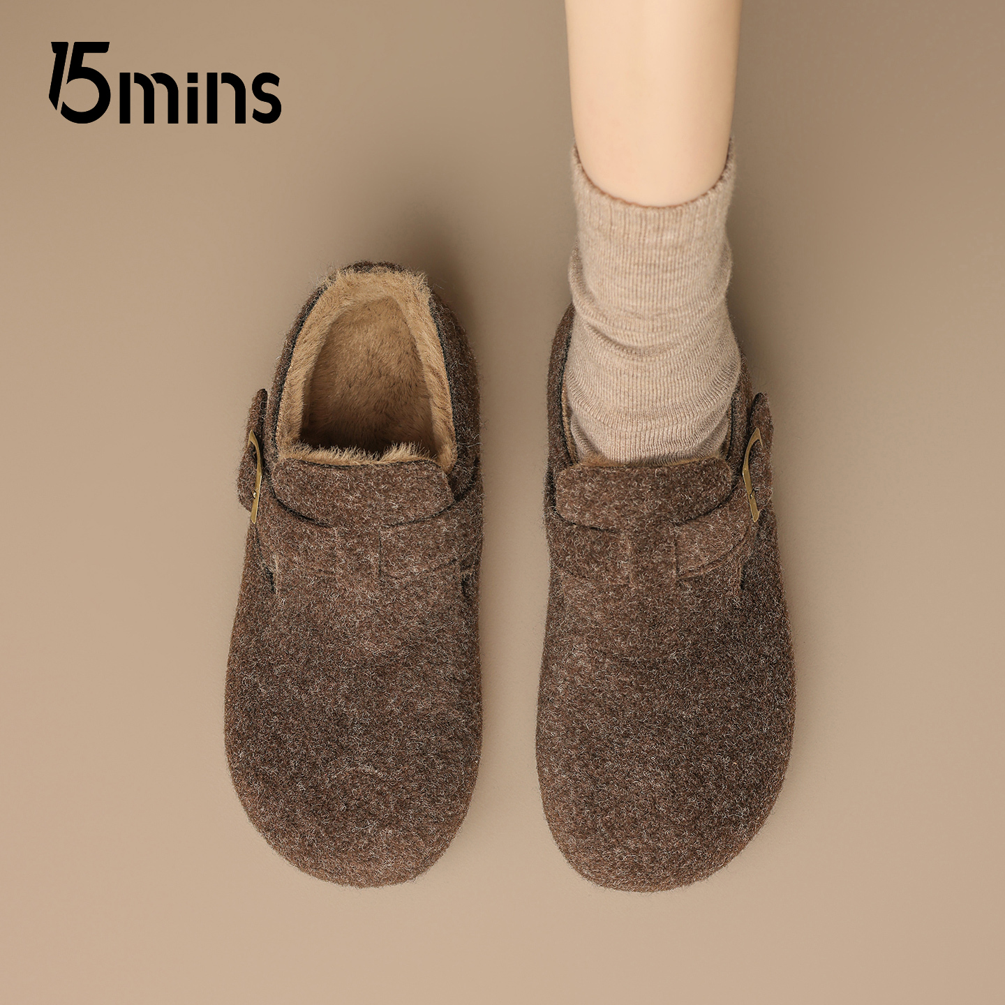 15mins巨好看加绒勃肯鞋女2025冬