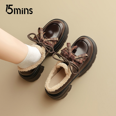 15mins乐福鞋女2025春新款厚底