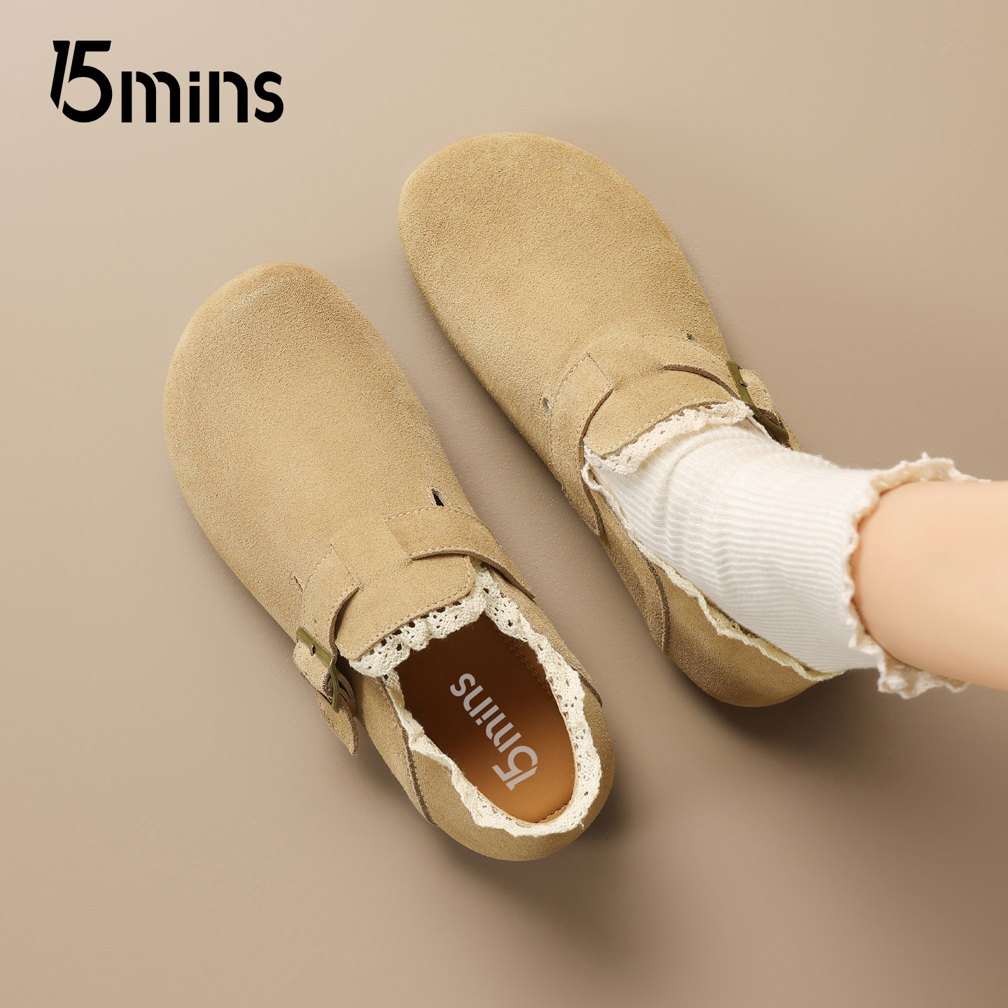 15mins时尚全包勃肯鞋女2025秋