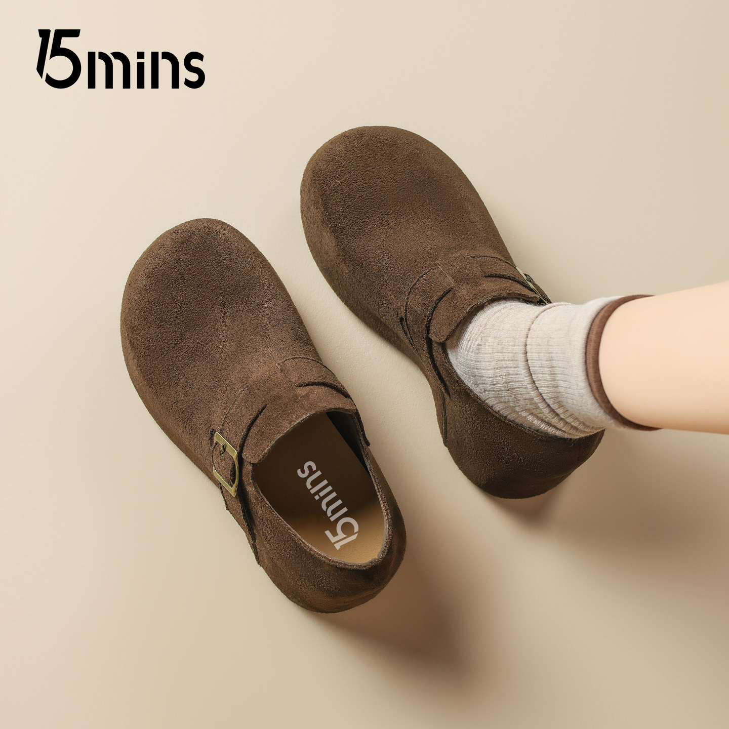 15mins松糕底勃肯鞋女2025秋