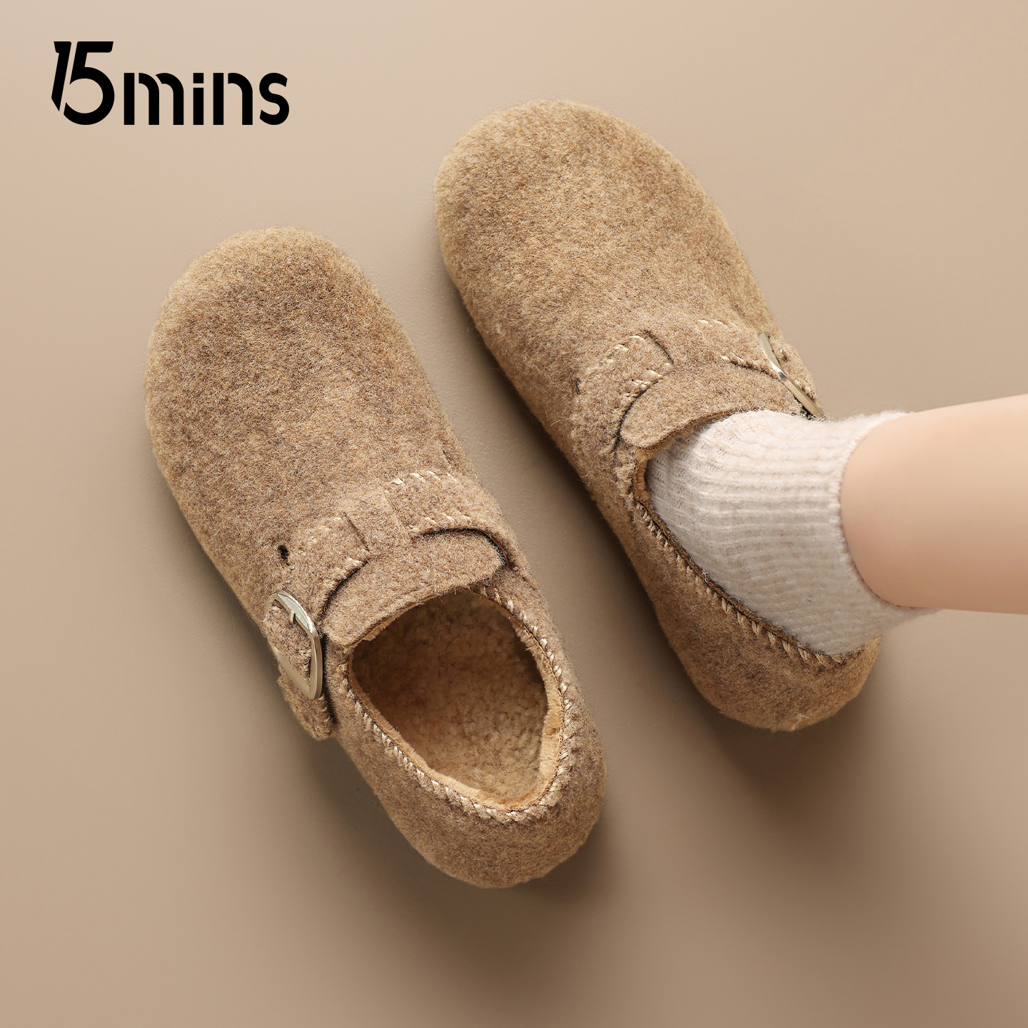 15mins加绒勃肯鞋女2025冬季新款