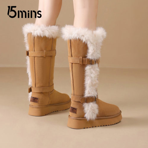 15mins加绒厚底长筒雪地靴女