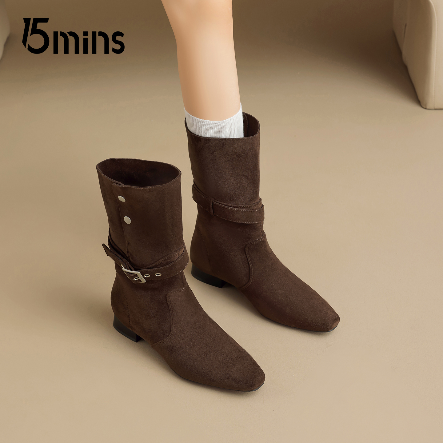 15mins复古堆堆短靴西部牛仔靴