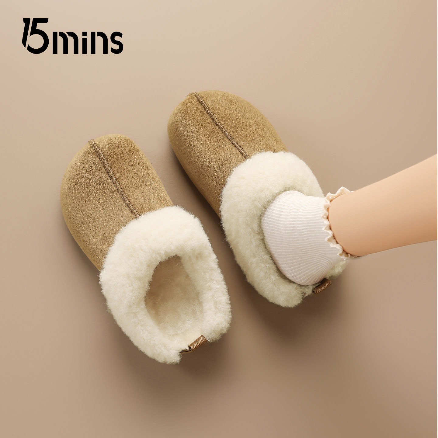 15mins毛绒勃肯鞋女2025新款