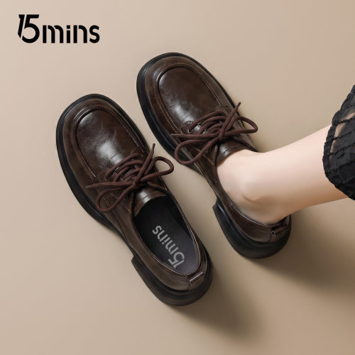 15mins英伦厚底系带乐福鞋女