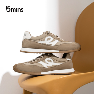 15mins男鞋2025秋季新款男士歪头潮流运动休闲鞋防滑透气阿甘鞋男