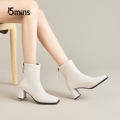 15mins瘦瘦靴软皮方头