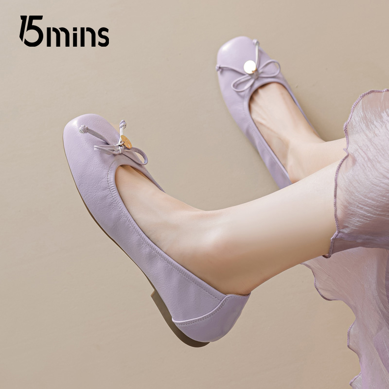 15mins紫色芭蕾舞鞋女2025新款
