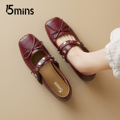 15mins铆钉玛丽珍鞋女款2025新款