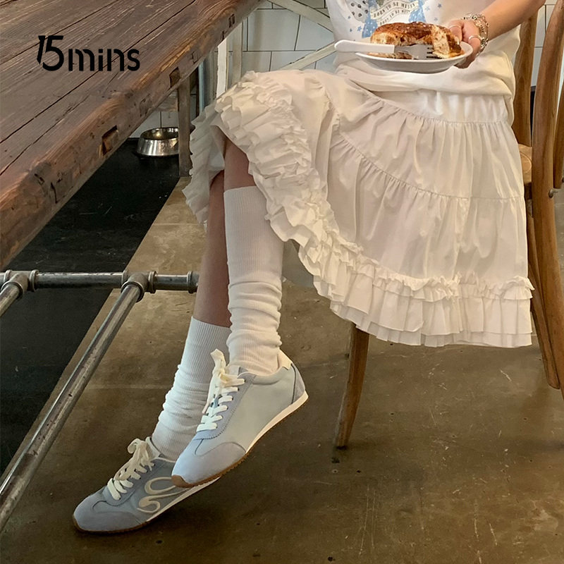 15mins复古风蓝色德训鞋女款软底