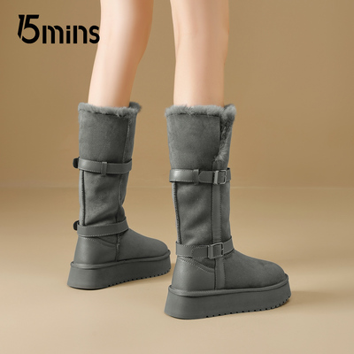 15mins女两穿加绒厚底雪地靴