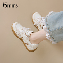 15mins芭蕾风德训鞋女款2025新款夏季透气百搭增高软底阿甘运动鞋