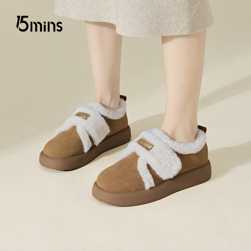15mins加绒加厚毛毛鞋女2025新款