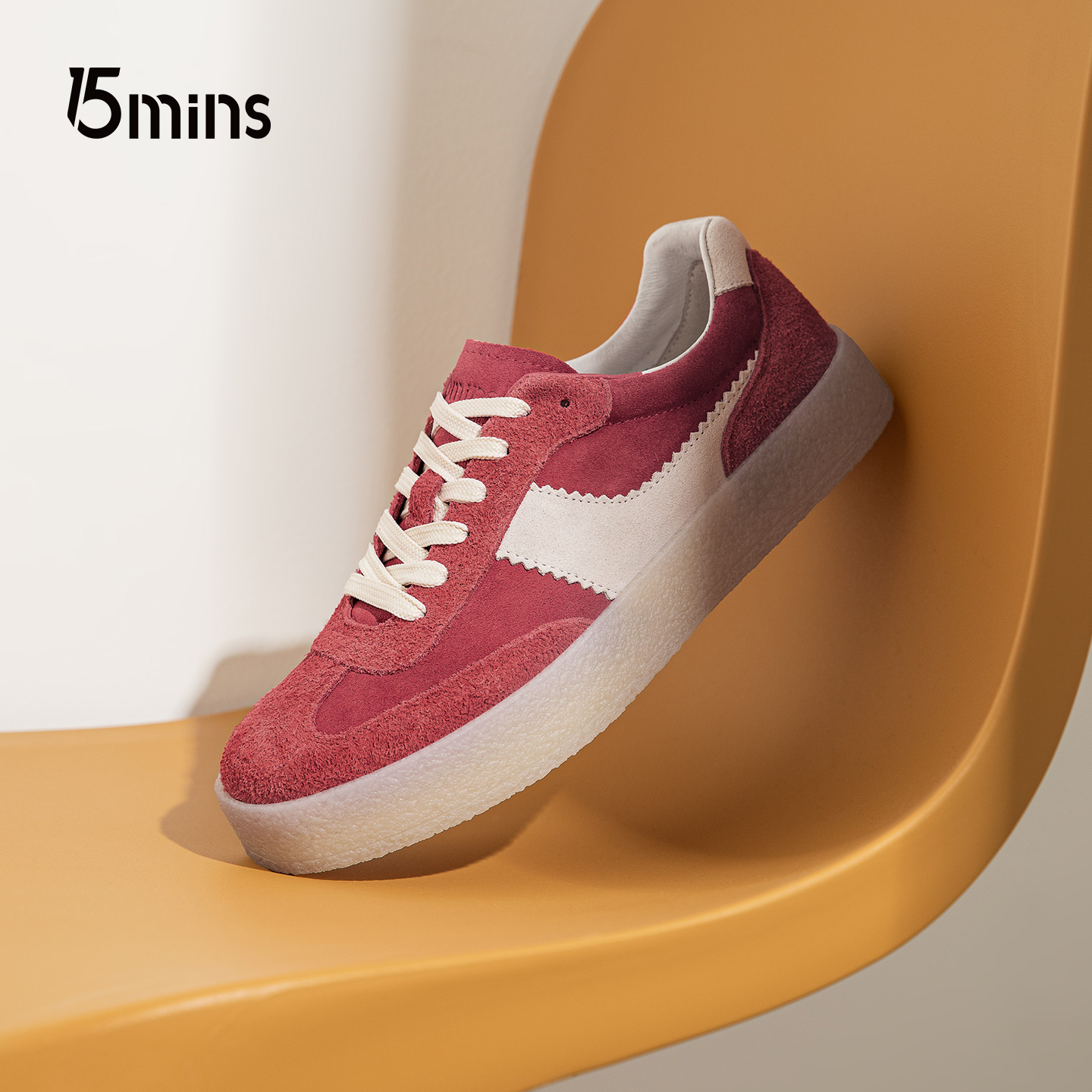 15mins男鞋2025男士秋季新款厚底轻奢反绒皮复古时尚潮流休闲板鞋
