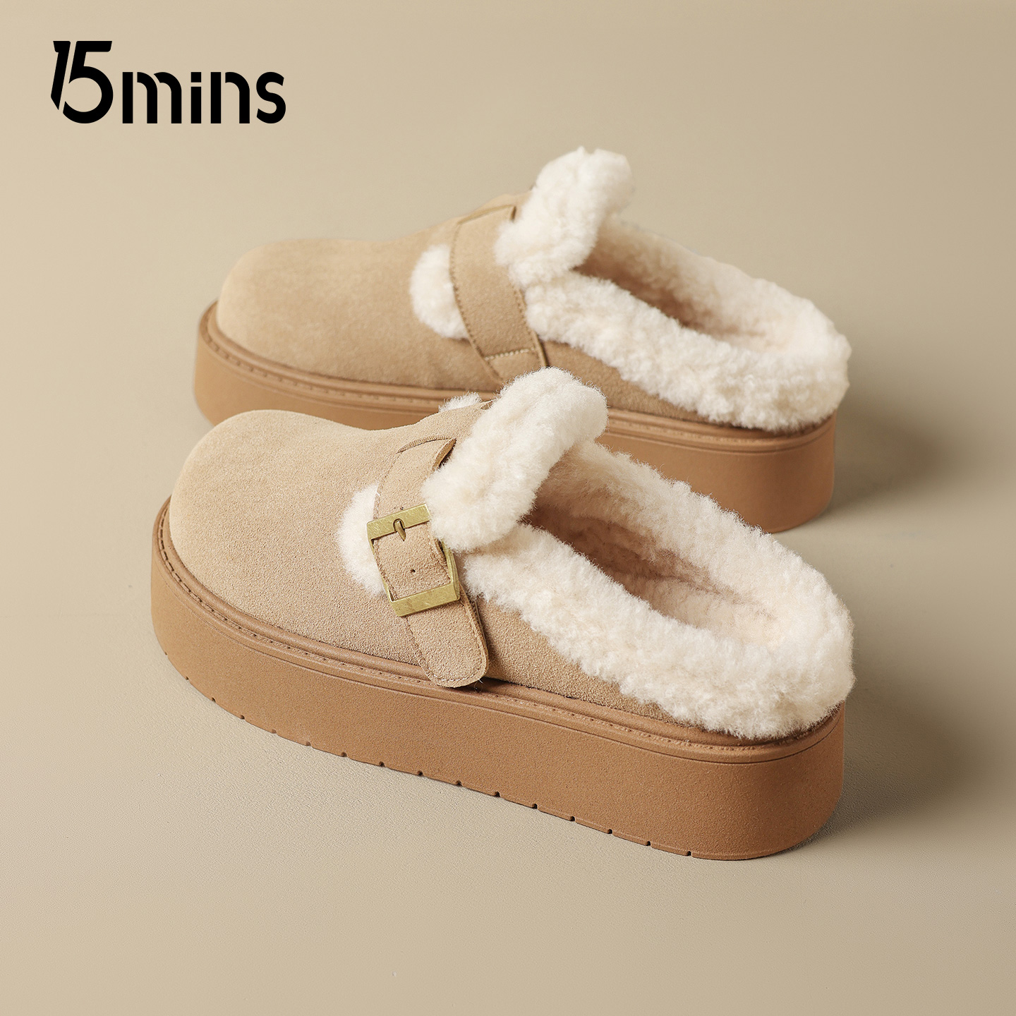 15mins加绒勃肯鞋女2025新款冬季