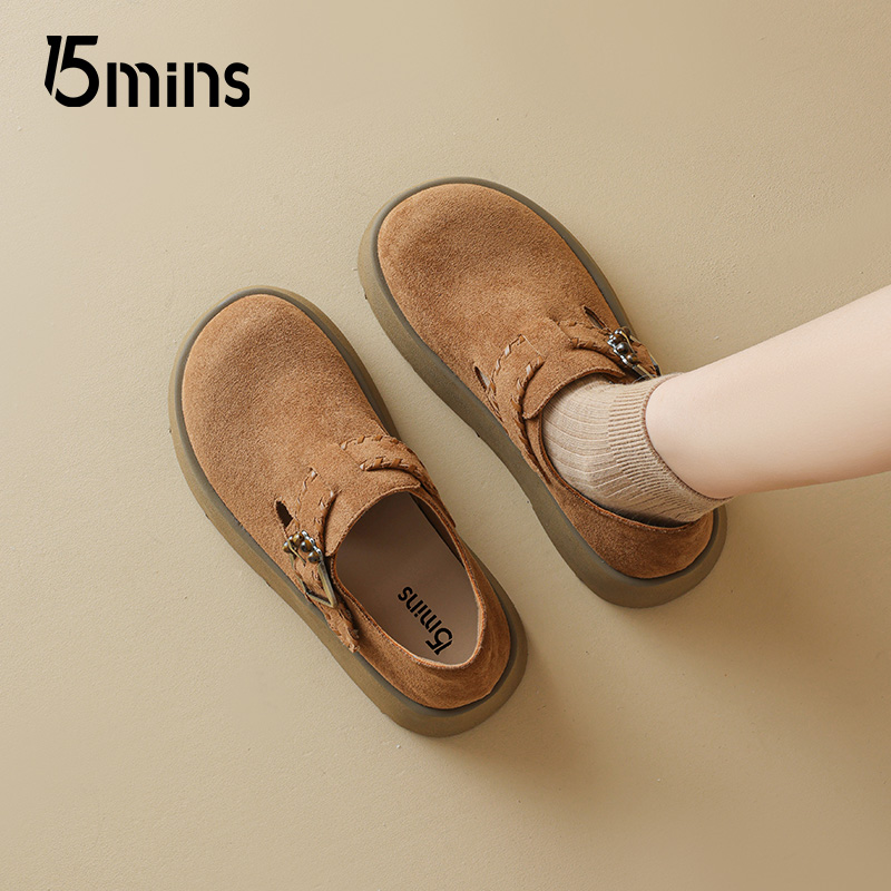 15mins厚底勃肯鞋女2025新款秋季