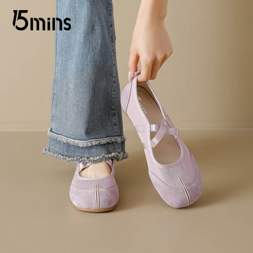15mins紫色运动芭蕾玛丽珍鞋女