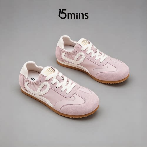 15mins官方旗舰店复古拼色女鞋