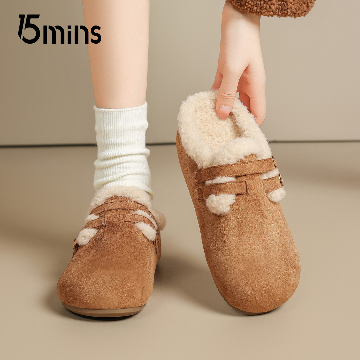 15mins加绒勃肯鞋女2025新款