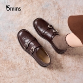 女2026款 春季 雕花粗跟乐福鞋 15mins英伦风复古小皮鞋 百搭通勤单鞋