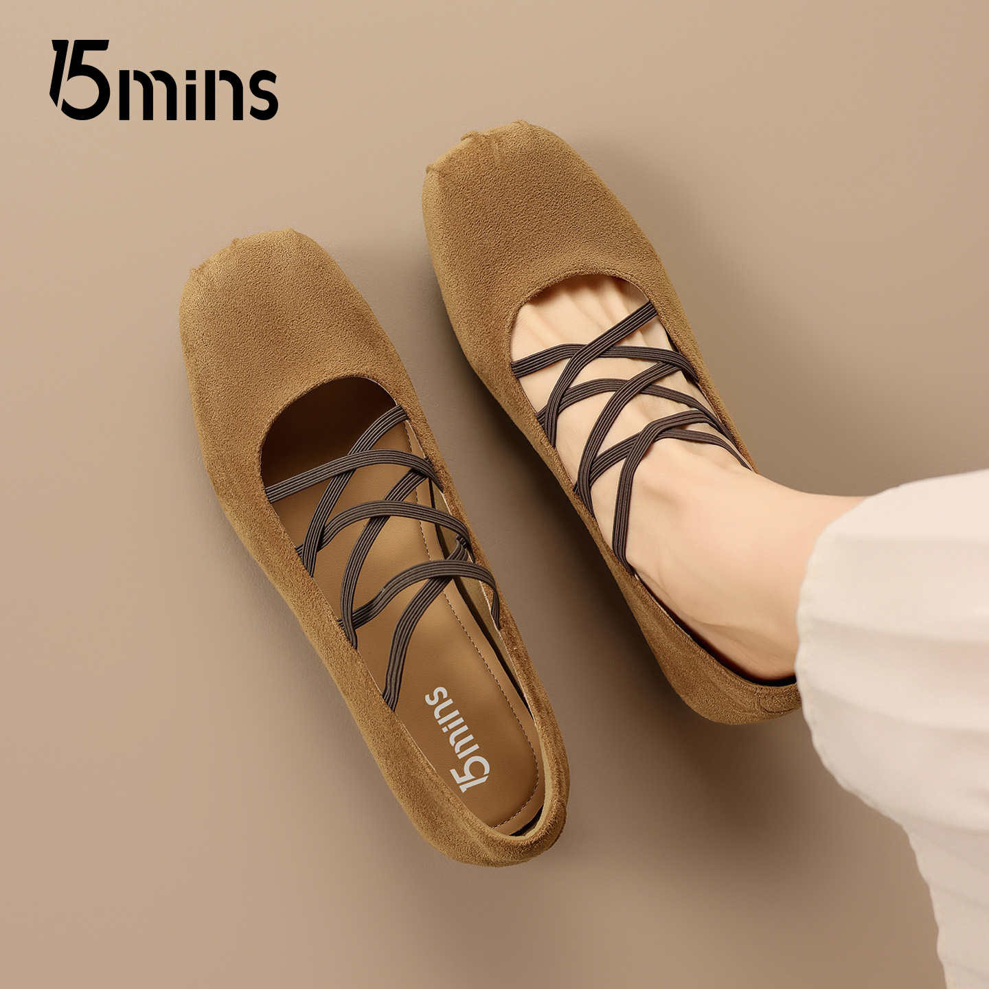 15mins内增高粗跟交叉带芭蕾单鞋