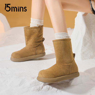 15mins毛绒雪地靴女2025新款