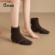 靴子 加绒短靴后拉链复古时装 15mins绒面粗跟瘦瘦靴女2026新款 冬季