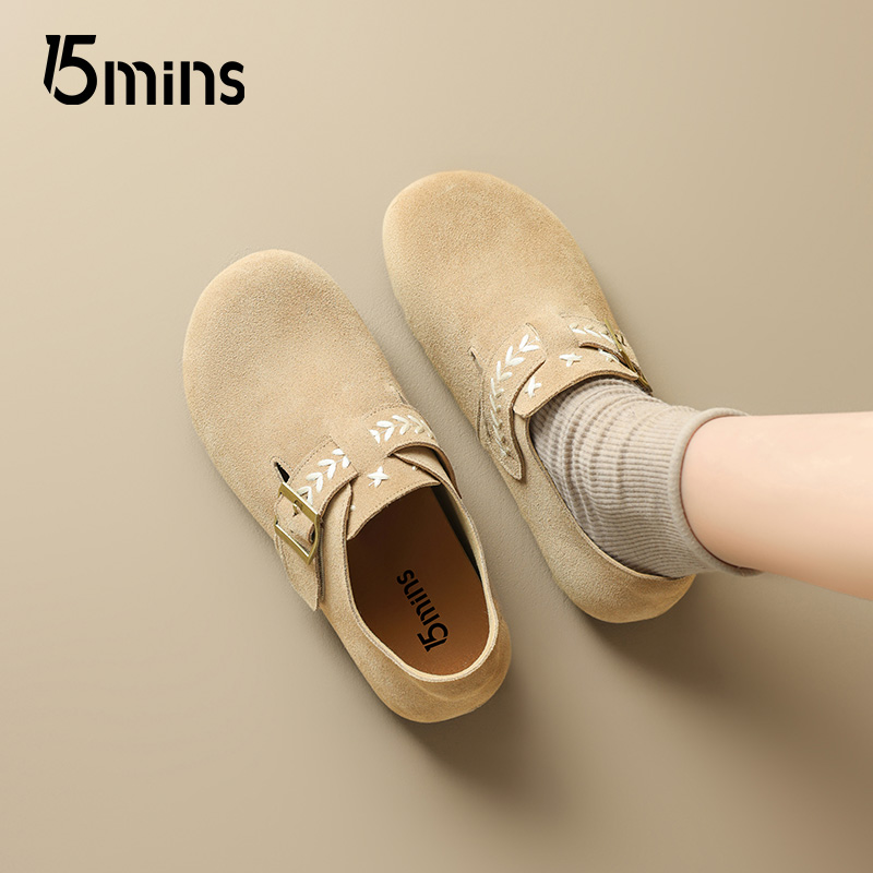 15mins复古勃肯鞋全包单鞋