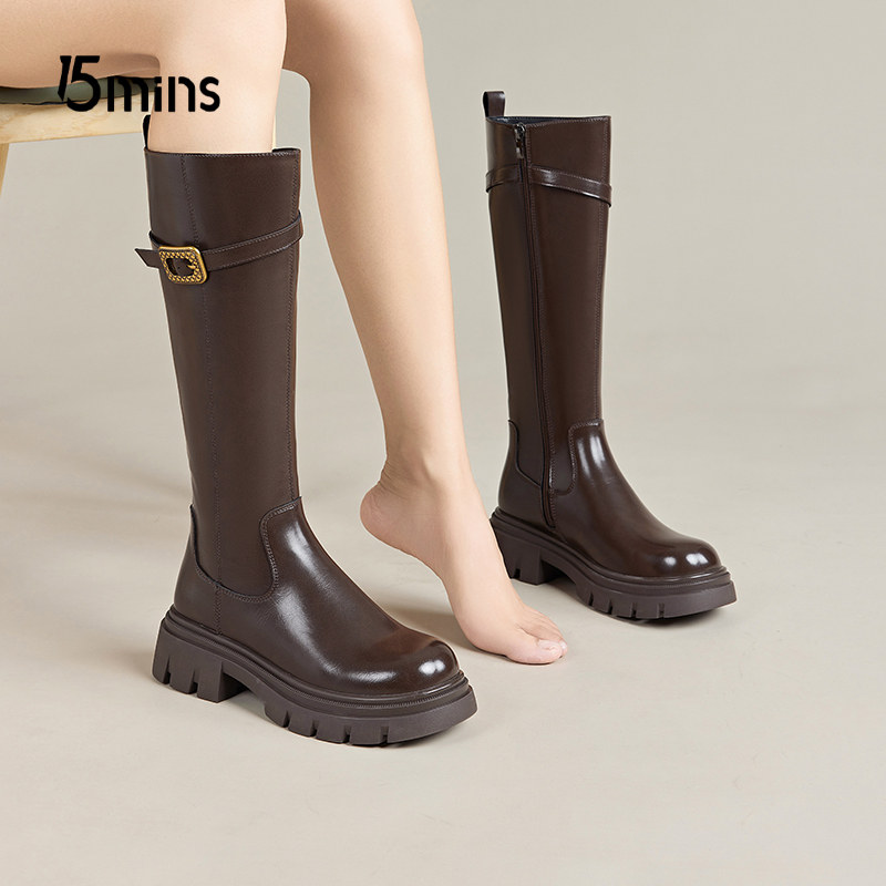 骑士靴15mins厚底长筒靴